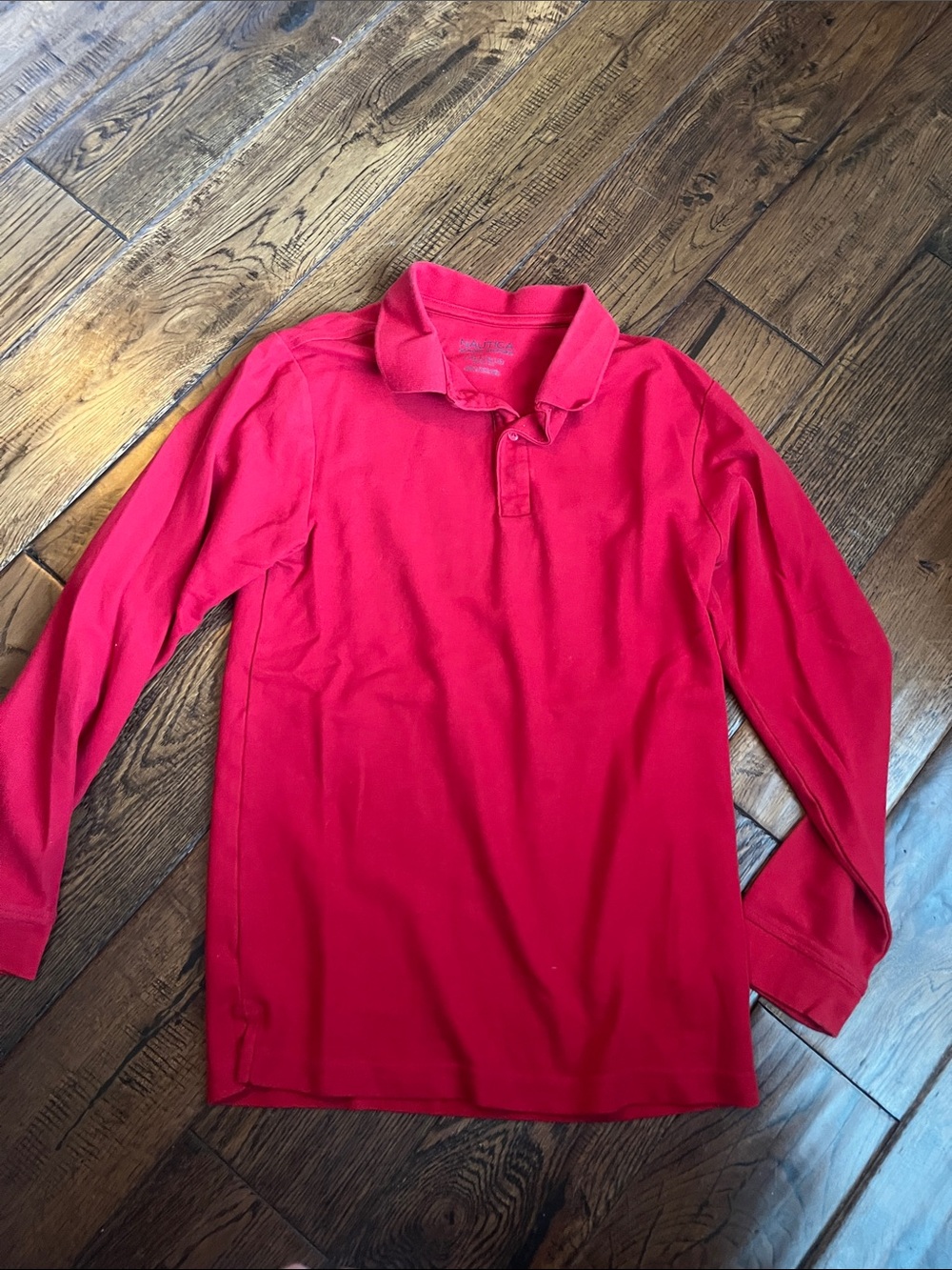 Nautica Red Long Sleeve Polo Shirt